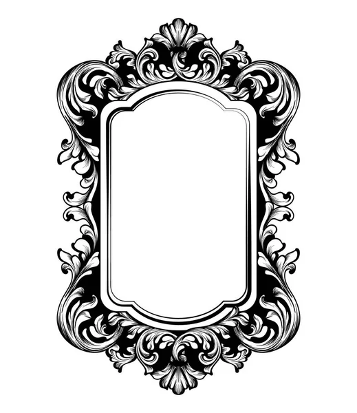 Vintage luxury mirror frame Vector. Baroque intricate ornament line arts — Stock Vector