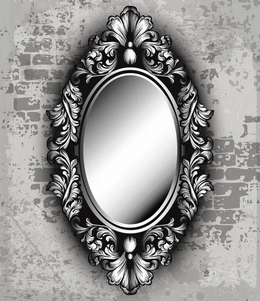 Cadre miroir de luxe vintage Vector. Baroque ornement complexe ligne arts — Image vectorielle