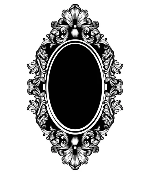 Vintage luxury mirror frame Vector. Baroque intricate ornament line arts — Stock Vector