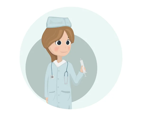 Mulher médica ou enfermeira Ilustrações vetoriais. Personagem dos desenhos animados —  Vetores de Stock