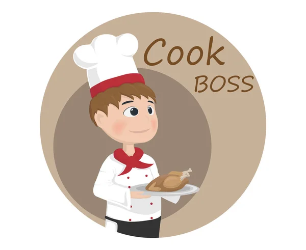 Man cooking chief Vector. Cartoon character Logo templates — Stock Vector