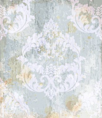 Vintage Barok desen vektör arka plan. Süslü doku lüks tasarımı. Kraliyet Tekstil dekor ışık mavi renkleri