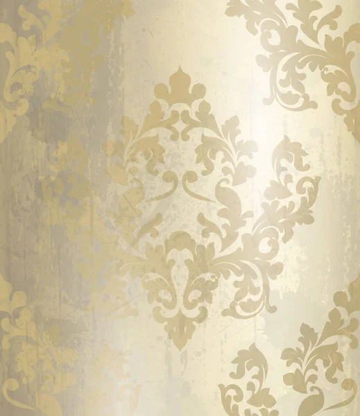 Урожай бароковий візерунок фон Вектор. Прикрашена текстура розкішний золотий дизайн. Королівські текстильні декори — стоковий вектор
