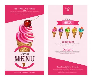 Dondurma desen vektör. Renkli farklı tatlar tatlı afiş resimler