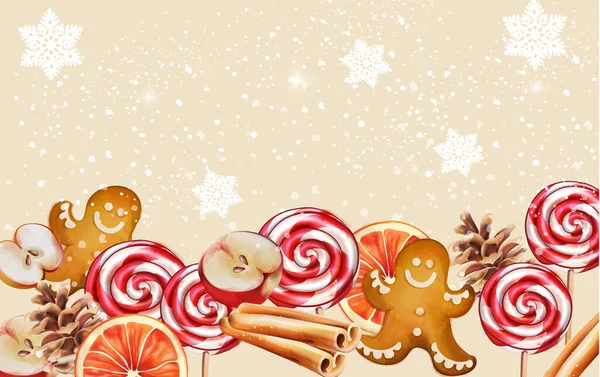 Christmas banner with holiday snacks — 图库矢量图片