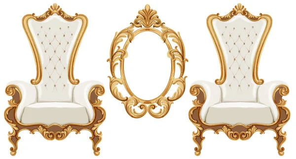 Стул в стиле Людовика XVI с золотыми неоклассическими орнаментами — стоковый вектор
