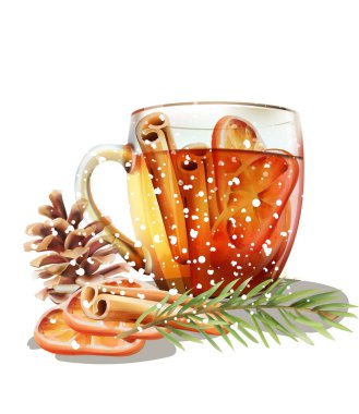 Tarçınlı ve portakal dilimli kış çayı.