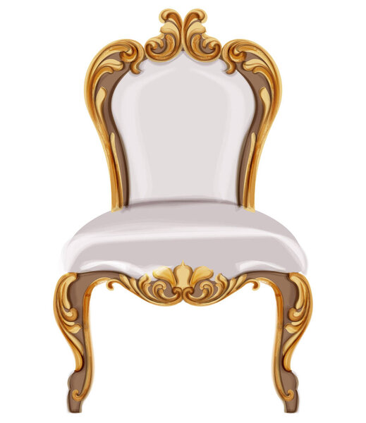 Стул в стиле Людовика XVI с золотыми неоклассическими орнаментами
