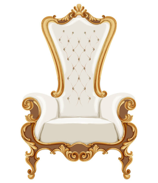 Стул в стиле Людовика XVI с золотыми неоклассическими орнаментами
