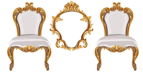 Krzesło w stylu Ludwika Xvi ze złotymi ozdobami neoklasycznymi — Wektor stockowy