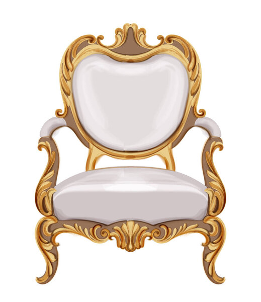 Стул в стиле Людовика XVI с золотыми неоклассическими орнаментами
