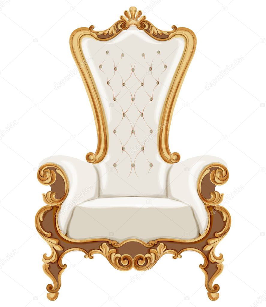 Louis XVI style chair with golden neoclassic ornaments