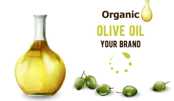 瓶子里的有机橄榄油 — 图库矢量图片