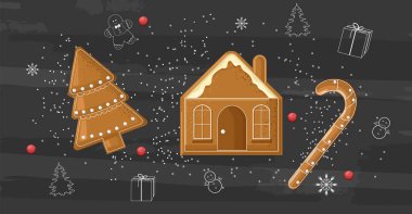 Koyu arkaplanda zencefilli kurabiye.