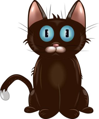 Çizgi film kahverengi kedisi, büyük mavi gözlü.