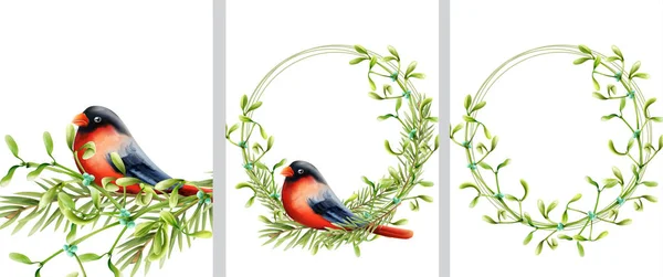 Couronne de printemps avec oiseau assis sur une couronne verte — Image vectorielle