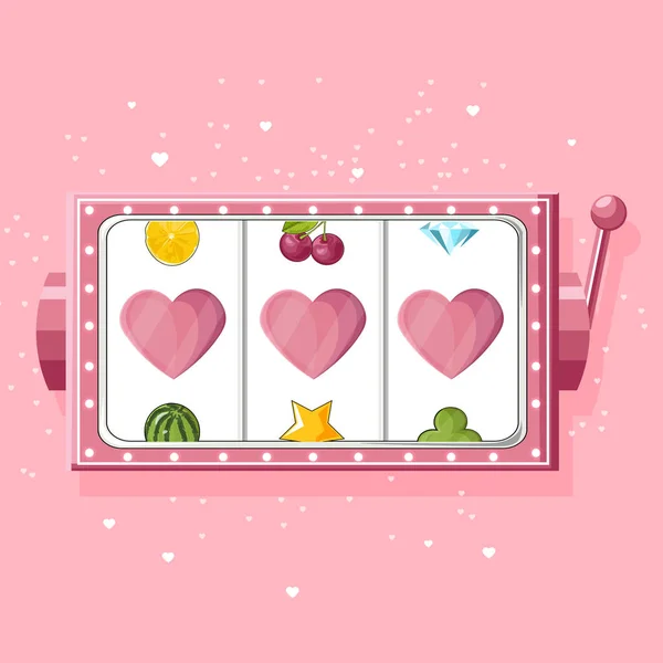 Ігровий автомат Rose для дівчаток з сердечками — стоковий вектор