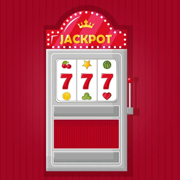 Jackpot triple siete en una máquina de casino rojo — Archivo Imágenes Vectoriales