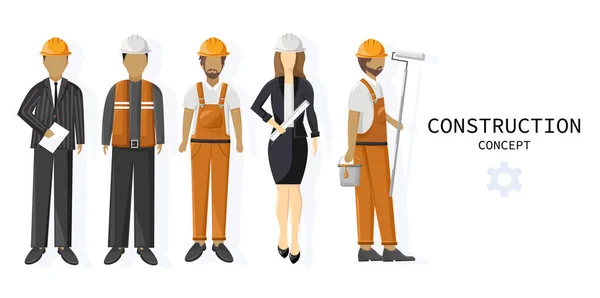 Set of a team of construction workers — Stock Vector