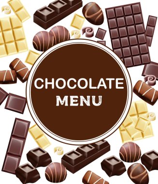 Çeşitli çikolata ve kakao çekirdekleri.