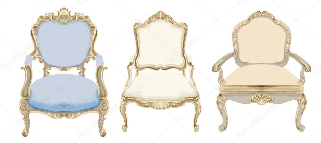 Baroque style chairs with elegant decor