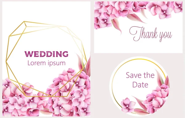 Svatební pozvánka set s orchidej květiny a pentagon rám — Stockový vektor