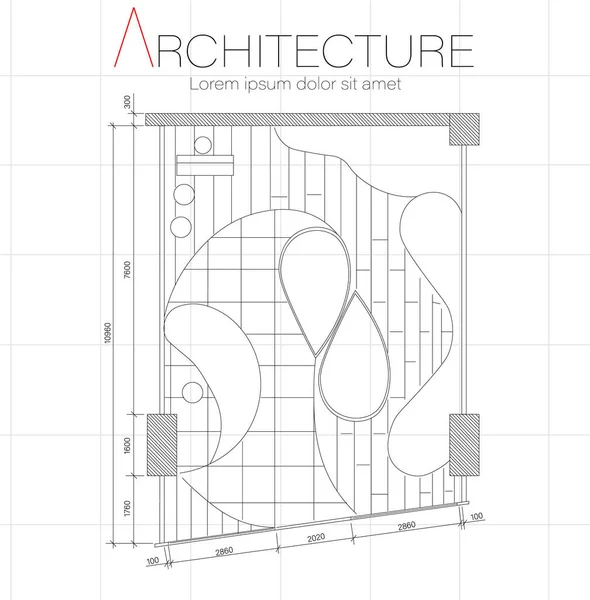 Architektur-Blaupause für Beauty-Boutique mit fließender Formgebung — Stockvektor