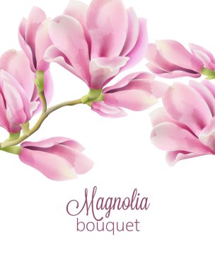 Bahar manolya çiçekli suluboya tebrik kartı