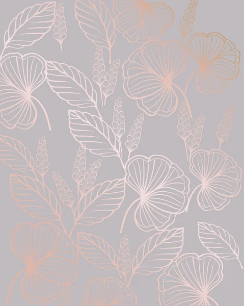 Patrón sin costura de arte de línea floral con formas de hojas — Archivo Imágenes Vectoriales