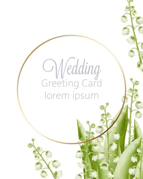 Svatební přání s jarní kyticí zelených akvarelů zvonek květiny — Stockový vektor