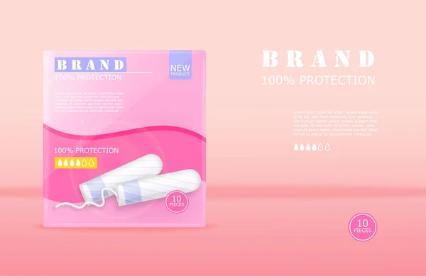 Menstruationszyklus Sanitärtampons Reklameverpackung Mit Platz Für Marke Vektor — Stockvektor