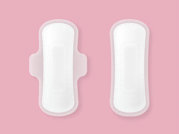 Set Damenservietten Für Den Menstruationszyklus Auf Rosa Hintergrund Vektor — Stockvektor