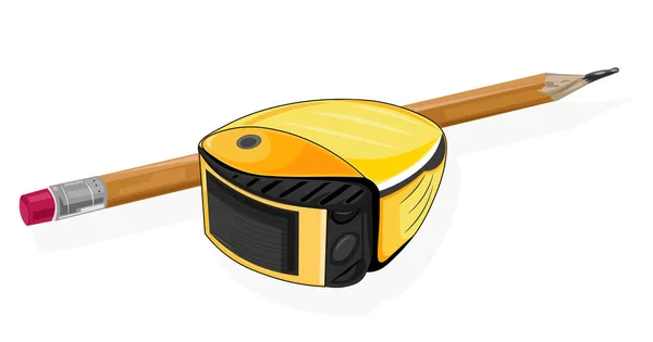 Starter pack Architetto con metro a nastro giallo e matita — Vettoriale Stock