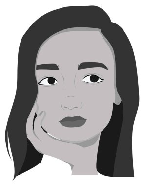 Güzel kız poz veriyor. Çizim. Siyah ve beyaz. Portre