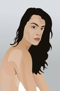 İfadesiz bir yüzü olan çıplak bir esmer portresi.