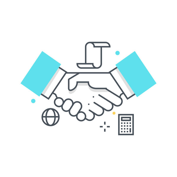 Color line, hand shake illustration