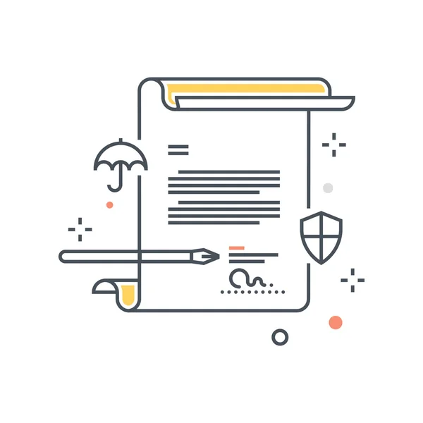 Renk satır, sözleşme İlkesi insuranceconcept illüstrasyon, simgesi