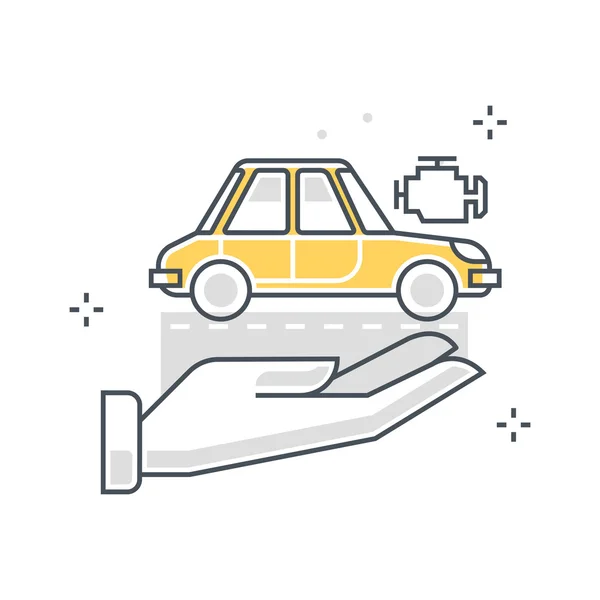 Color line, car insurance concept illustration, icon — Stockový vektor