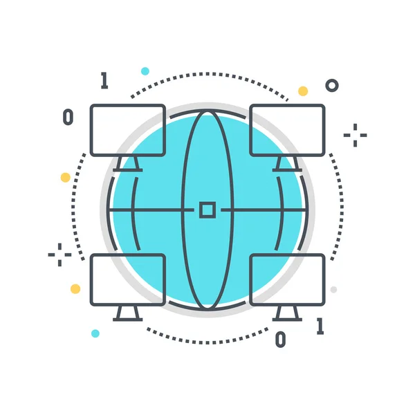 Linea di colore, concetto di connessione web illustrazione, icona — Vettoriale Stock