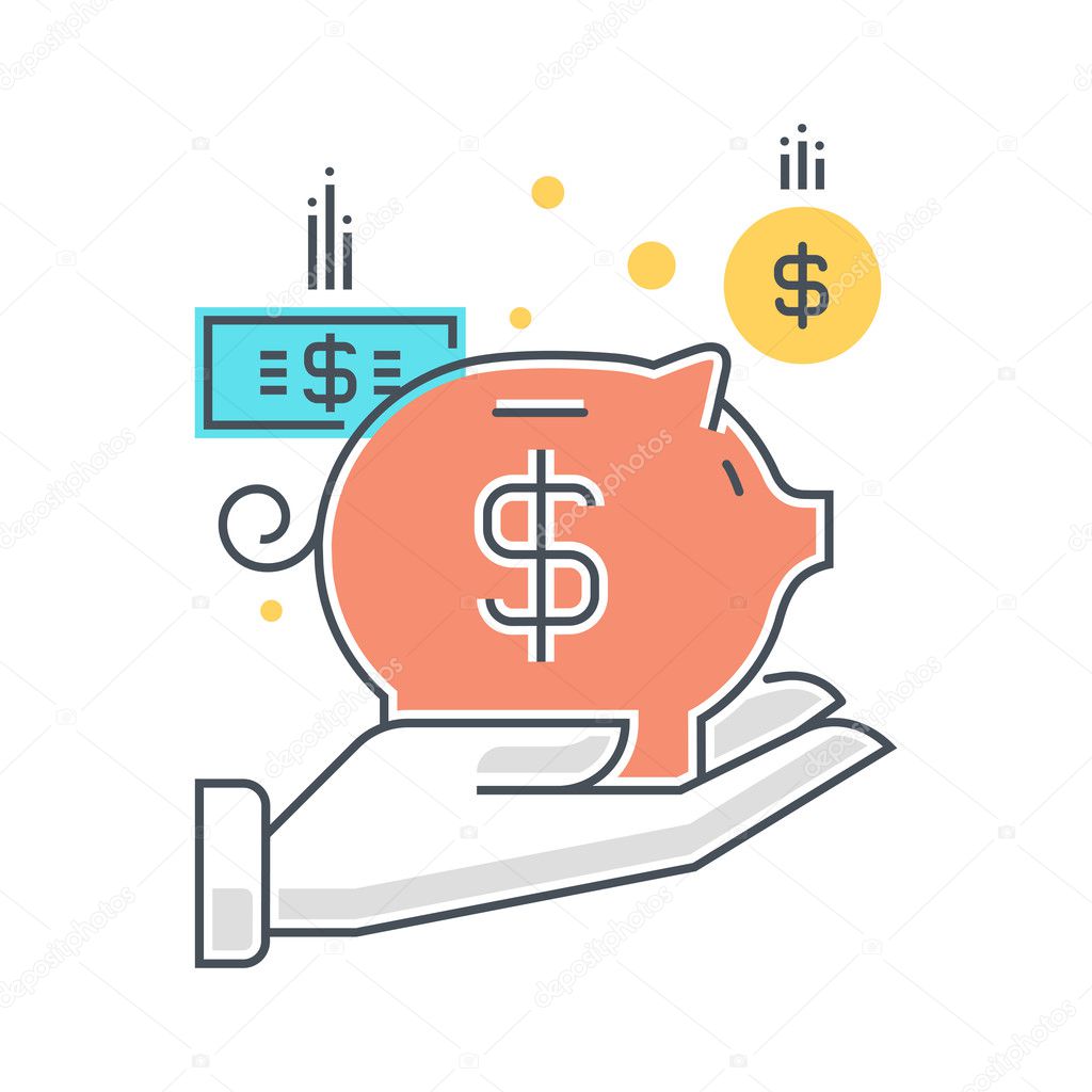 Color line, investment insurance concept illustration, icon