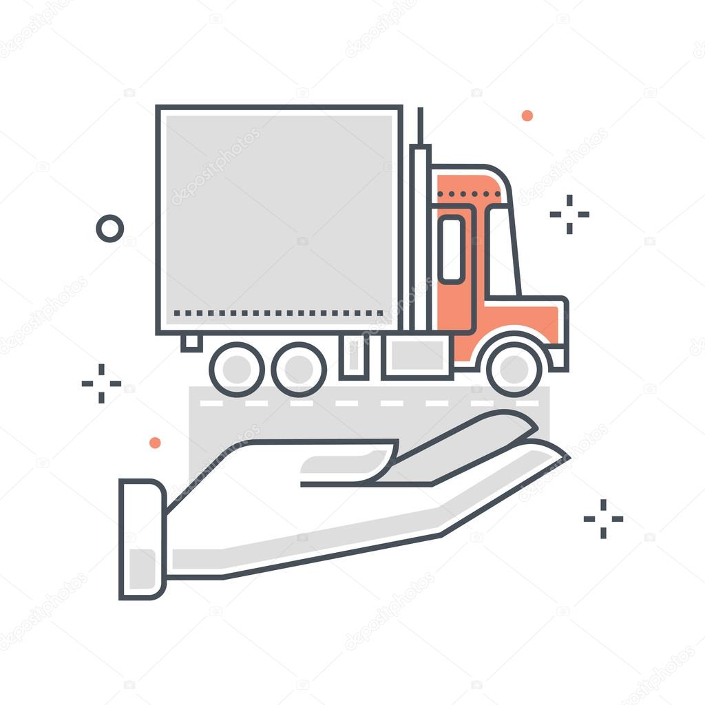 Color line, delivery insurance illustration, icon