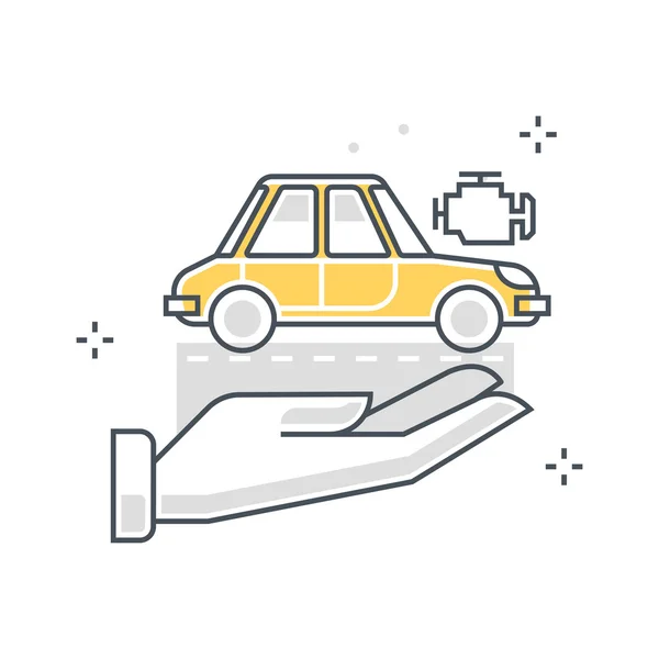 Línea de color, ilustración del concepto de seguro de coche, icono — Vector de stock