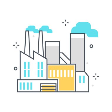 Renkli, fabrika binası konsept illüstrasyon, simgesi