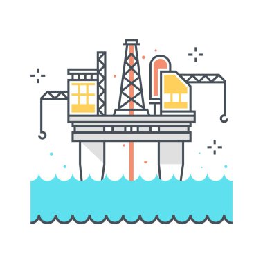 Renkli, offshore platformu çizimi, simgesi