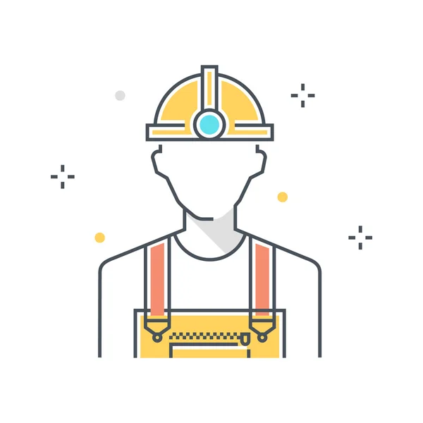 Linha de cores, ilustração do trabalhador da indústria, ícone — Vetor de Stock
