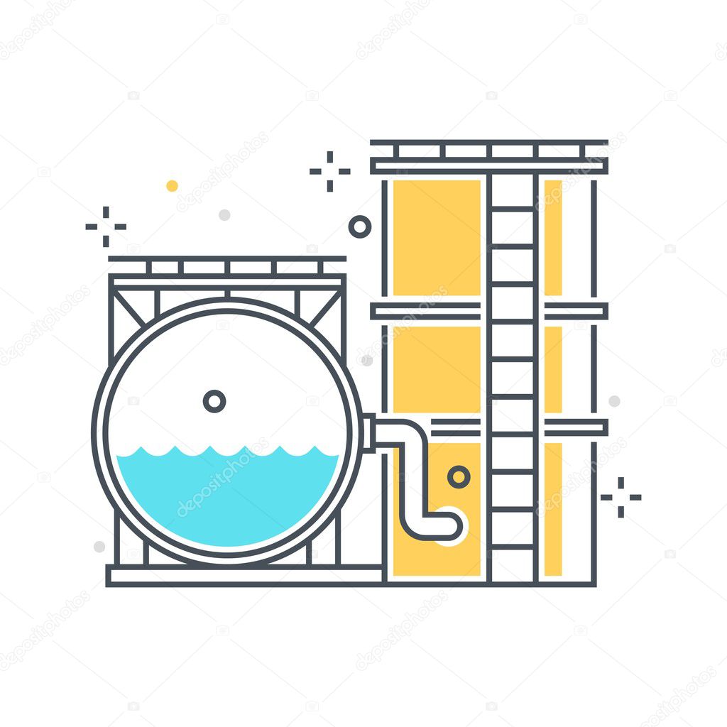 Color line, storage tank concept illustration, icon