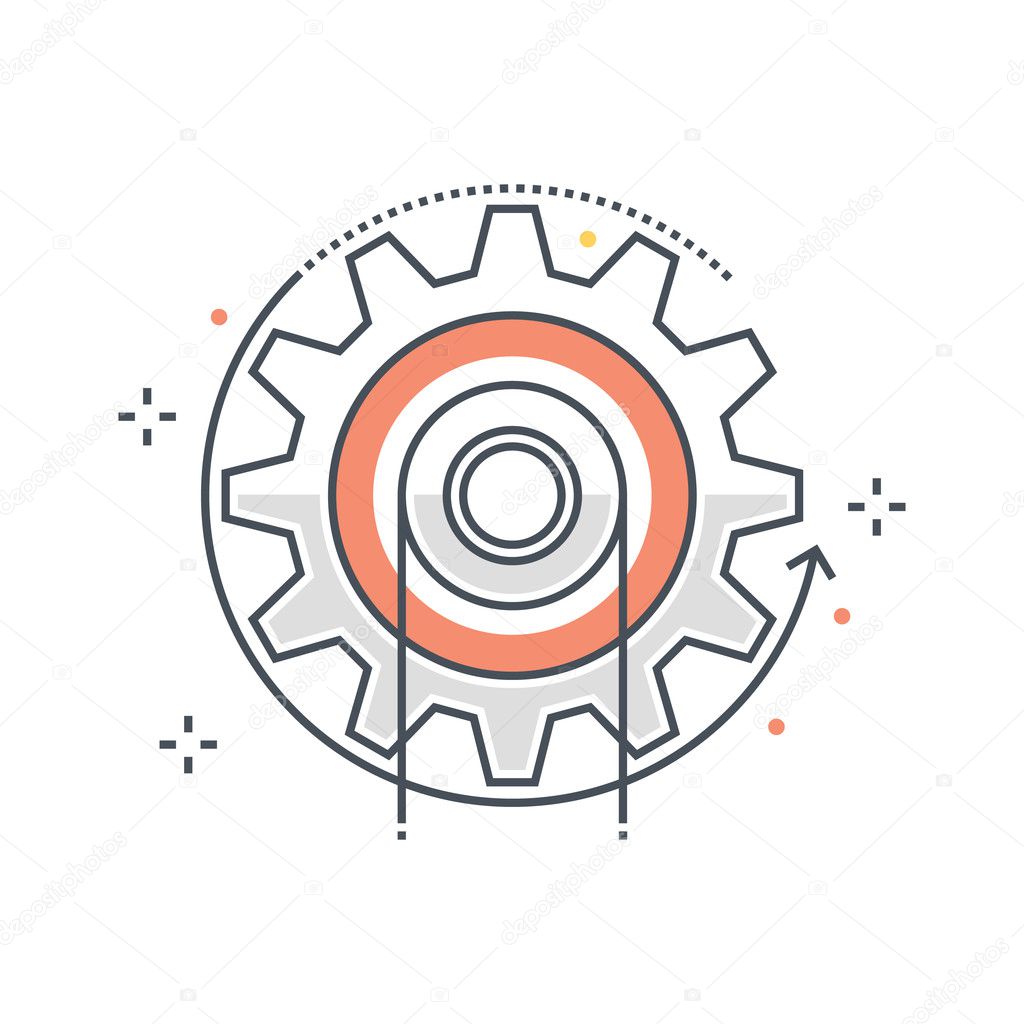 Color line, energy, cog concept illustration, icon