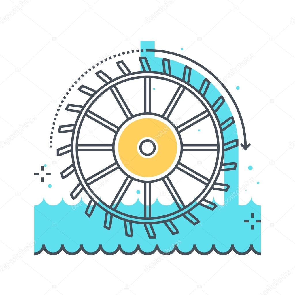 Color line, hydro power illustration, icon