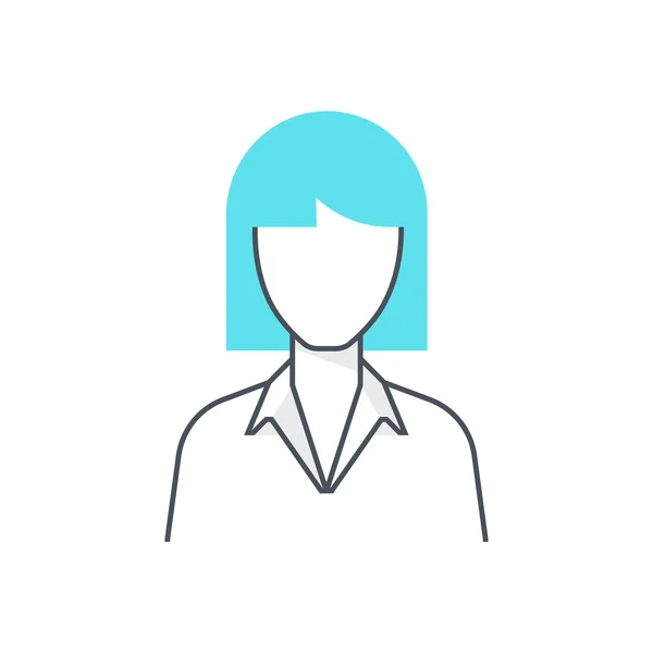 Ligne de couleur, illustration avatar femelle, icône — Image vectorielle