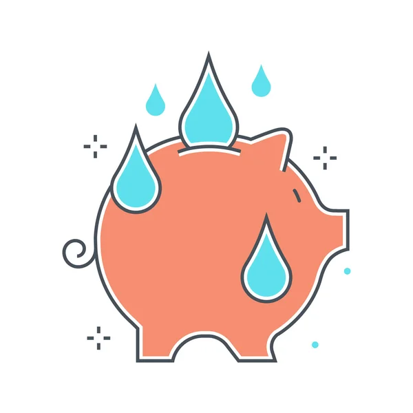 Línea de color, ahorro de agua concepto ilustración, icono — Vector de stock